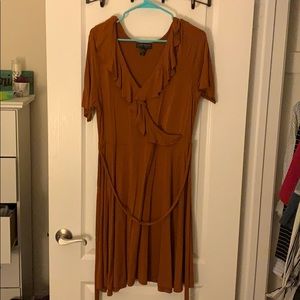 Knee length v neck ruffle PLUS SIZE dress